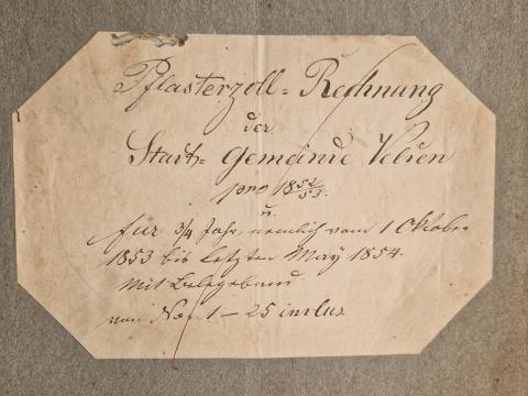 Deckblatt der historischen Pflasterzollrechnung