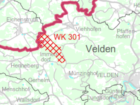Karte mit Lageplan bei Viehhofen und Münzinghof